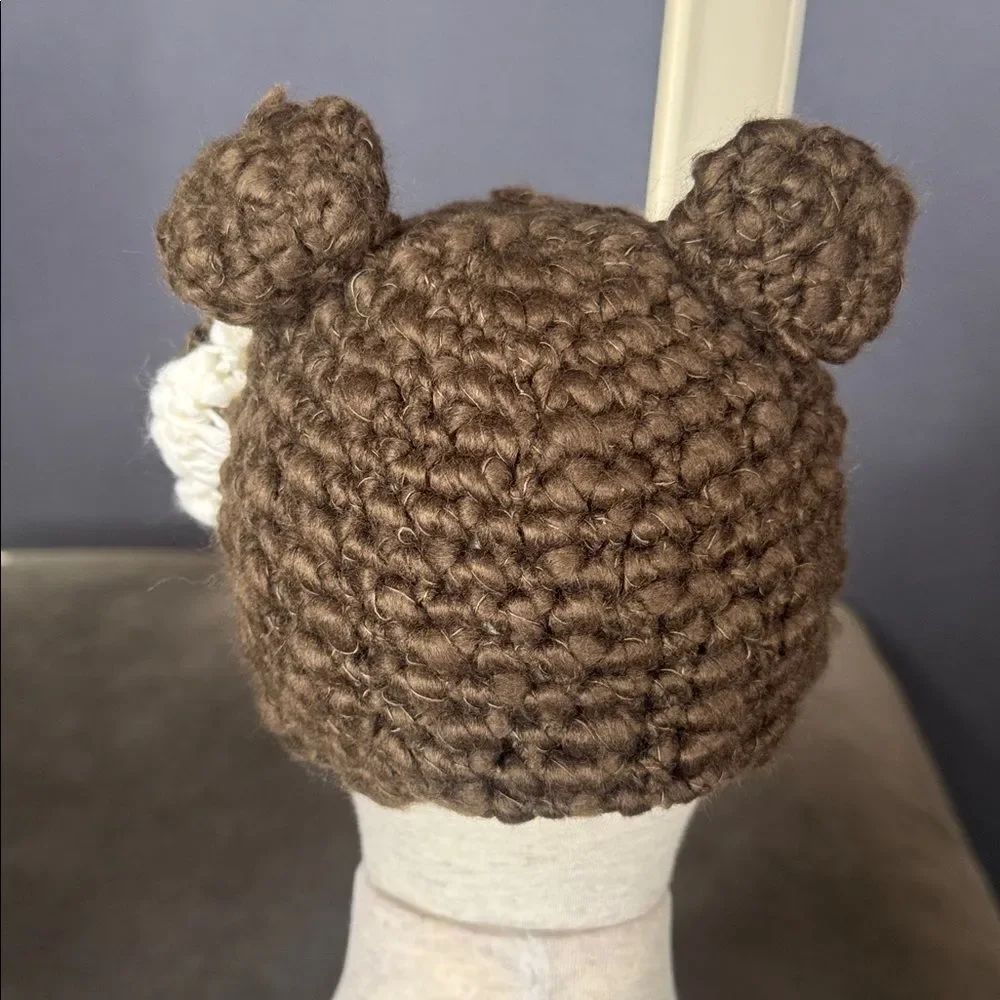 Daisy Baby Girls Baby Brown Bear Hat Beanie with Ears Size 0-6 months NEW